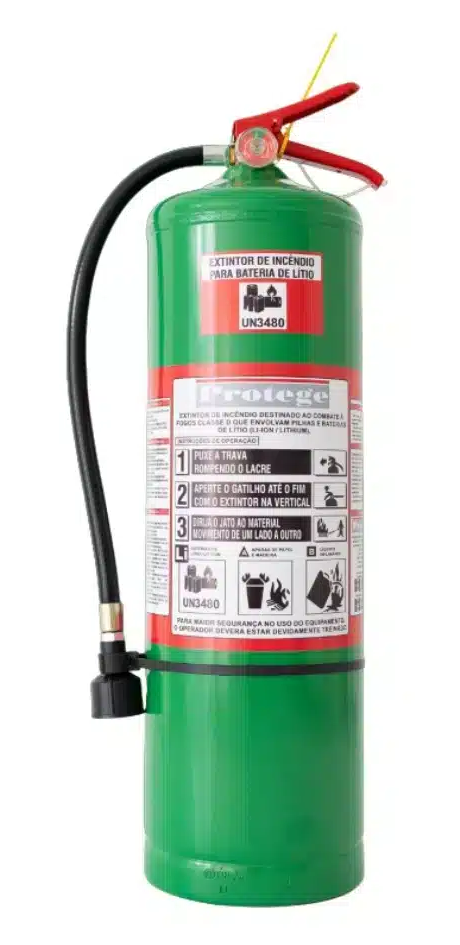Extintor verde para bateria de lítio